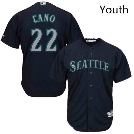 Youth Majestic Seattle Mariners 22 Robinson Cano Authentic Navy Blue Alternate 2 Cool Base MLB Jersey
